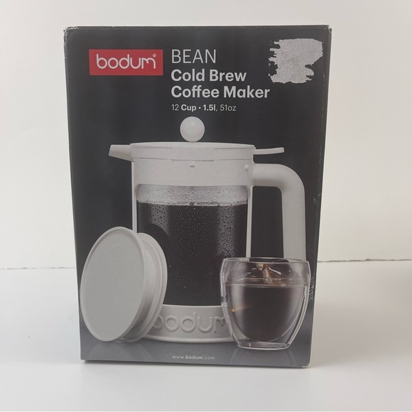 NIB, Bodum Bean Cold Brew Coffee Maker White BPA Free 12 Cup 51 oz 1.5 K11683 - Picture 2 of 9